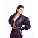 KUŞ GÖZLÜ KISA SUNİ DERİ CEKET